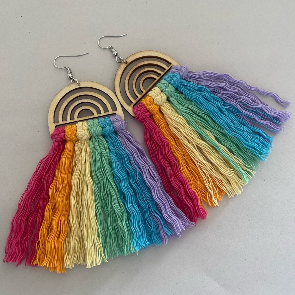COPY - Rainbow macrame earrings